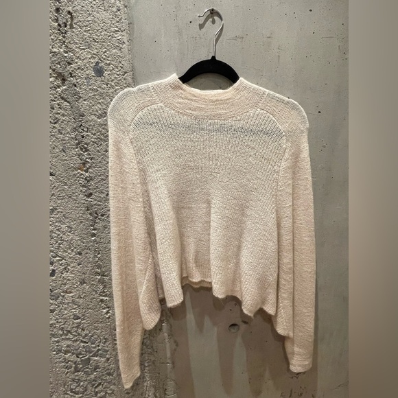 ACNE STUDIOS Cream Cropped Mockneck Sweater - Picture 1 of 6